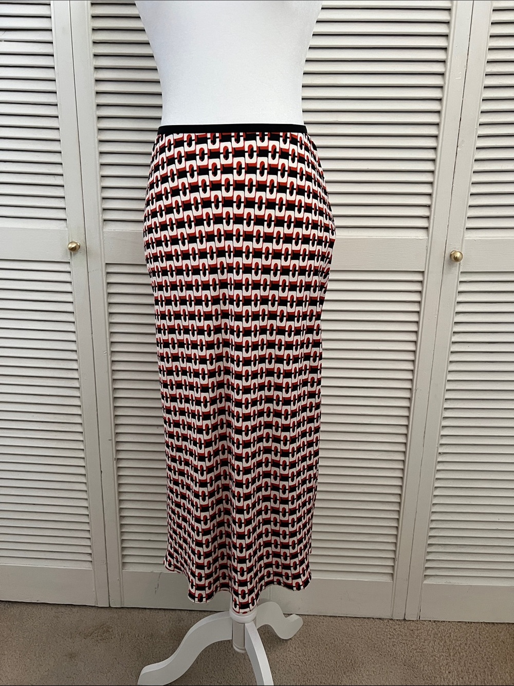 DVF Mae Silk Midi Skirt S Fits Like M Paprika Chain Link